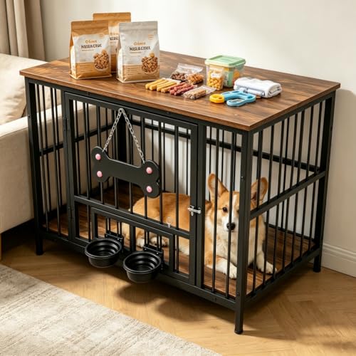 41" Dog Crate Furniture, Heavy Duty Metal Dog Kennel Indoor, view 2