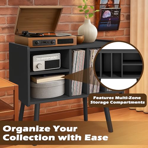 Montex Record Player Stand with Vinyl Storage, view 6