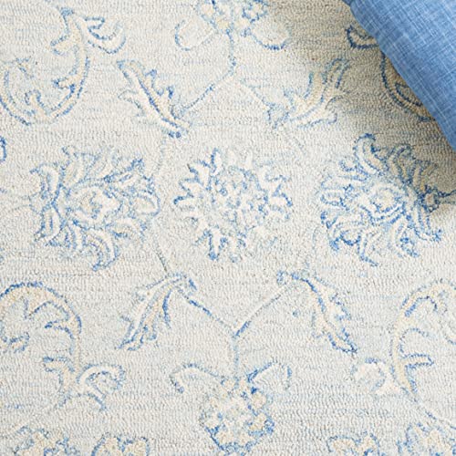 SAFAVIEH Micro-Loop Collection 2'3" x 8' BlueBeige MLP535M Handmade Premium Wool Entryway Foyer Living Room Kitchen Runner Rug