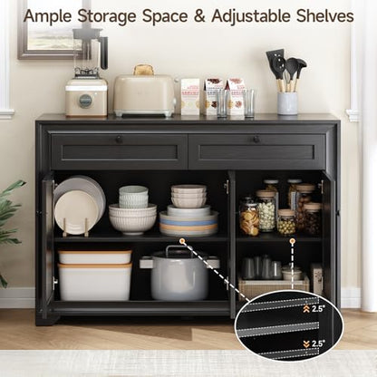 48 Inches Sideboard Buffet Cabinet with Storage, Black, view 5