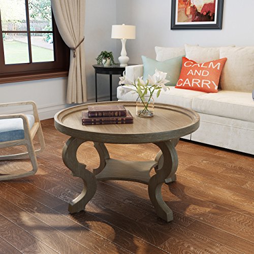 Althea Faux Wood Circular Coffee Table, Nature