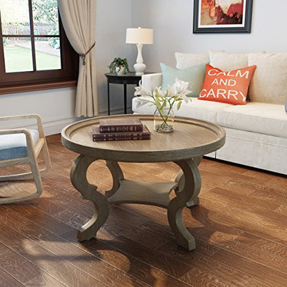 Althea Faux Wood Circular Coffee Table, Nature
