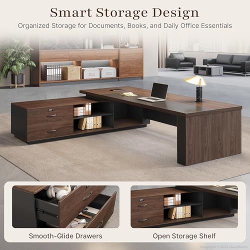 71" Reversible L-Shaped Executive Desk for Manager's Office, view 8