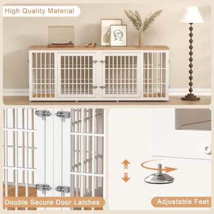 72" Heavy Duty Double Dog Crate Furniture for Large/Medium Dogs, view 5