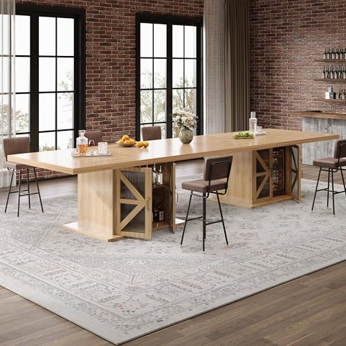 Dining Table for 4-6, Modern Wood Dining Room Table, Farmhouse Rectangular Kitchen Table with Storage & Fridge Space, Large Rustic Eating Dinner Tables for Kitchen, Living Room, Oak, 63 Inch