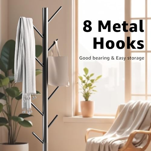 Coat Rack with Natural Marble Base, 3 Adjustable Height Coat Tree, view 5