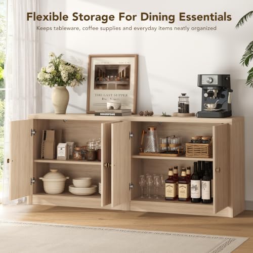 63" Sideboard Buffet Cabinets Set of 2 with Storage, view 4
