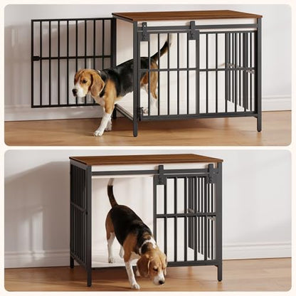 Dog Crate Furniture with Sliding Barn Door, view 6