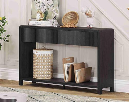 Console Table for Entryway, 47.2 inch Modern Sofa Table with 2 Drawers for Living Room, Wood Hallway Tables and Couch Tables Behind Sofa, Black