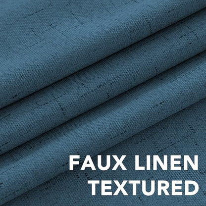 100% Blackout Curtains for Bedroom Thermal Insulated Linen Textured Curtains Heat and Full Light Blocking Drapes Living Room Curtains 2 Panel Sets, Blue Sapphire, 42x84 Inch