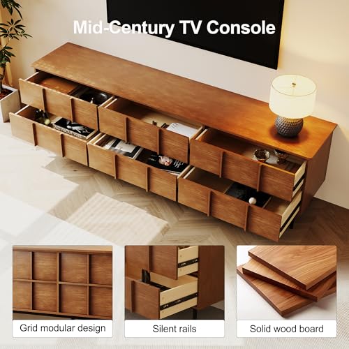 86 Inch Mid Century Modern TV Stand, view 7