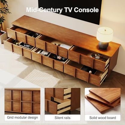 86 Inch Mid Century Modern TV Stand, view 7