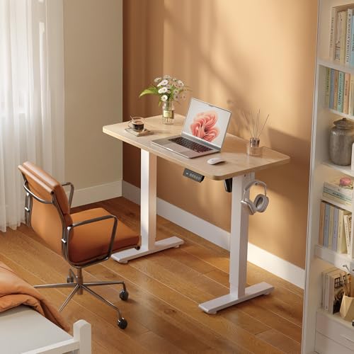40 x 24 Inches Electric Standing Desk Adjustable Height, 3 Memory Height Settings, Sit Stand Up Desk for Home Office & Computer Workstation, Maple