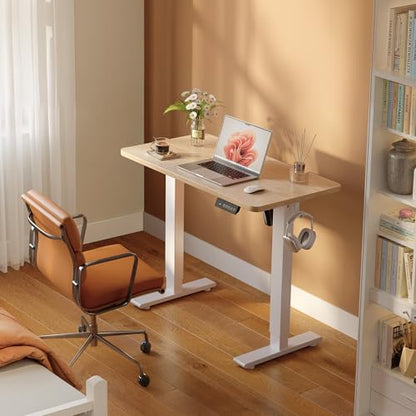 40 x 24 Inches Electric Standing Desk Adjustable Height, 3 Memory Height Settings, Sit Stand Up Desk for Home Office & Computer Workstation, Maple