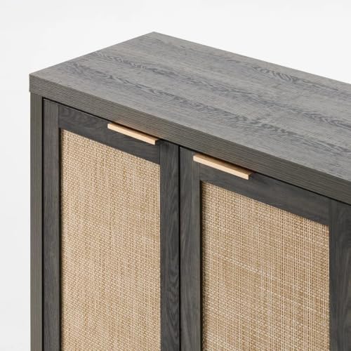 Home Rattan Sideboard Cabinet with Storage, Black Oak, view 4