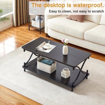 Coffee Table for Living Room with Round Corners Modern Farmhouse Center Table, view 9