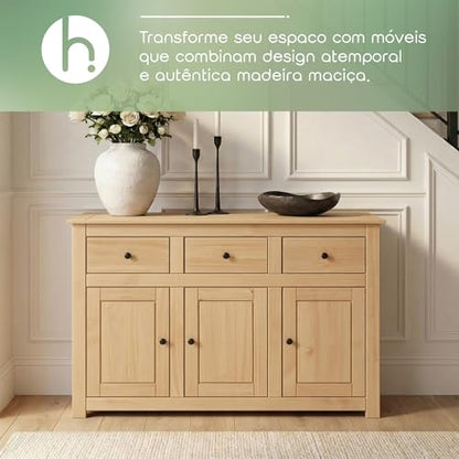 Solid Wood Sideboard Buffet Cabinet with 3 Drawers and 3 Doors, view 8