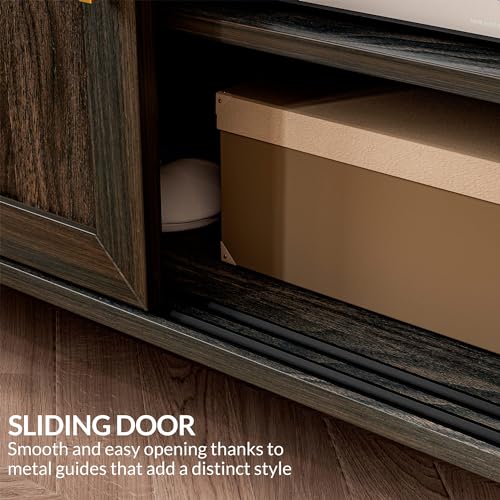 Storage Cabinet, Buffet Sideboard with Sliding Doors and Adjustable Shelf, Shoe Rack for Entryway, Sideboard Cabinet Accent Cabinet for Living Room and Bathroom - Dana(Brown)