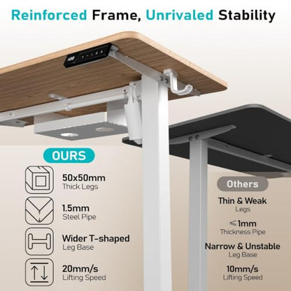 35" Electric Standing Desk, Small Sit Stand up Desk, Light Walnut, view 6