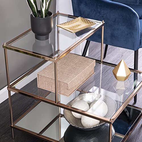 Knox Accent Table - Copper - Transitional Design, Metal and Glass - Ideal for Living Room, Bedroom (OC2205)