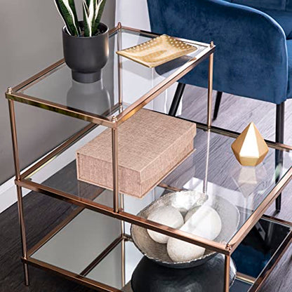 Knox Accent Table - Copper - Transitional Design, Metal and Glass - Ideal for Living Room, Bedroom (OC2205)