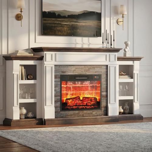 72" Electric Fireplace with Mantel, Fireplace TV Stand for TVs Up to 80 Inch, view 5