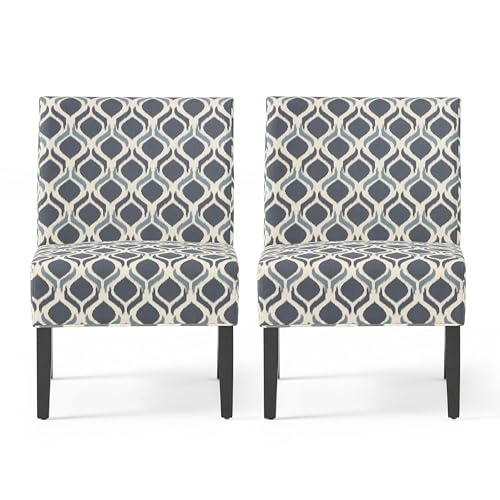 Kassi Fabric Accent Chairs, 2-Pcs Set, Blue / Navy