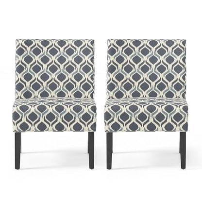 Kassi Fabric Accent Chairs, 2-Pcs Set, Blue / Navy