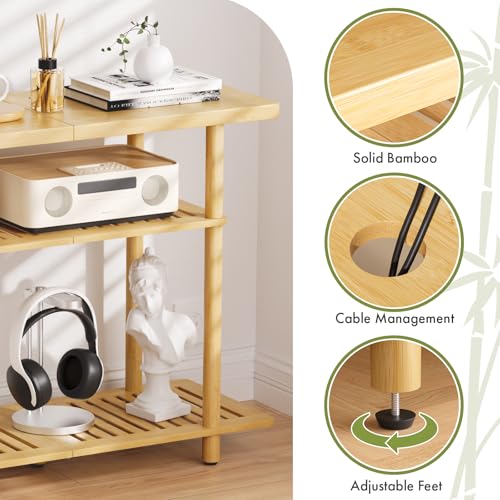 Bamboo TV Stand, Small TV Stands for up to 32 Inch, view 6