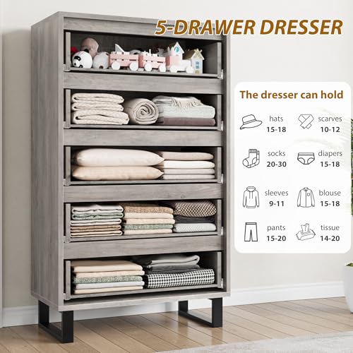 5 Dresser for Bedroom, 50.5" Vertical Dresser Drawer with Storage, view 7