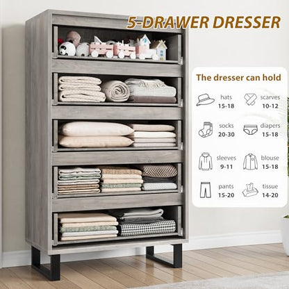 5 Dresser for Bedroom, 50.5" Vertical Dresser Drawer with Storage, view 7