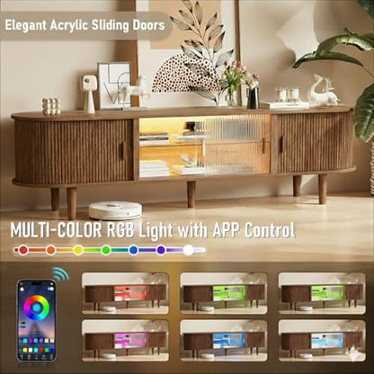 70" Fluted TV Stand with LED Lights for TVs up to 75 Inch, view 4