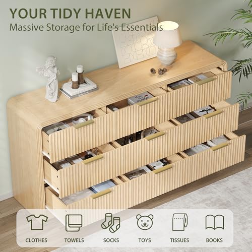 Fluted 9 Drawers Dresser, 63'' Wide Chest of Drawers for Bedroom, view 4