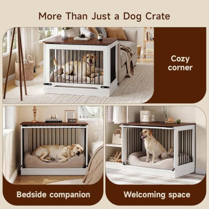 37 Inch Flip-Up Door Dog Crate Furniture for Large Dogs, view 5