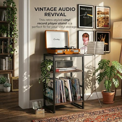 3-Tier Record Player Stand, with Storage, 28" H, Rustic, view 4