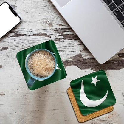 Set of four Pakistan flag cork coasters, view 3
