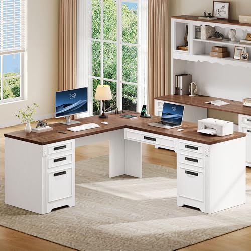 L Shaped Executive Desk with Lift Top & Drawers, view 4