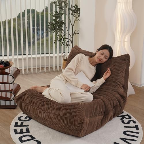 Fireside Chair, Mid Century Armless Floor Sofa, Soft Premium Corduroy Floor Lounge Chair, Foam Sofa Accent Chair for Living Room Bedroom and Office， Brown Sugar