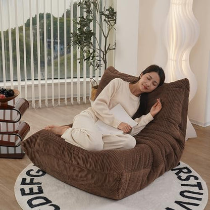 Fireside Chair, Mid Century Armless Floor Sofa, Soft Premium Corduroy Floor Lounge Chair, Foam Sofa Accent Chair for Living Room Bedroom and Office， Brown Sugar