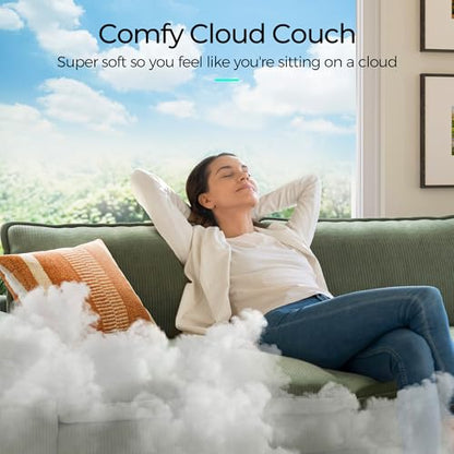 123'' Modular Sectional Sofa 3 Seat Couch Corduroy Cloud Couch with Deep Seat, Modern L-Shaped Cloud Couch with 1 Movable Ottoman for Living Room, Office, Bedroom, Green