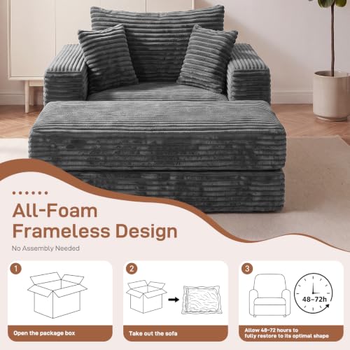 Oversized Chaise Lounge Chair with Ottoman Indoor, 82" Sofa Chair Bed, view 7