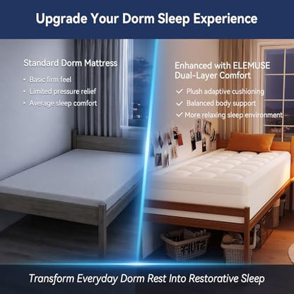 Twin XL College Dorm Essentials 3 Inch Memory Foam Mattress Topper, view 3