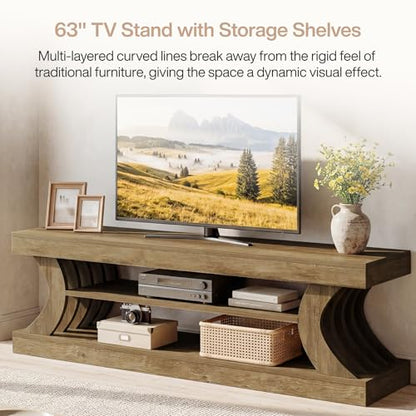 Tibesigns 63" Farmhouse TV Stand for 55/65/70 Inch TVs, view 7