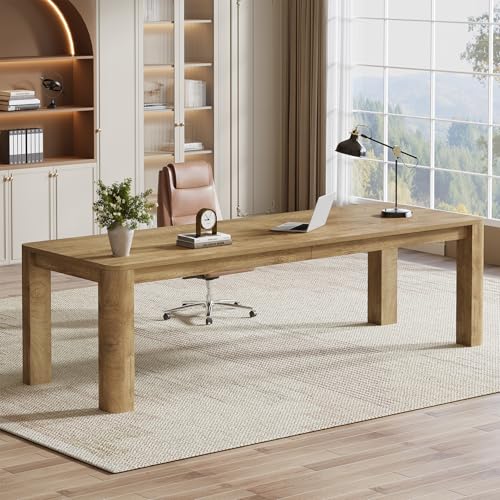 Tribesigns Two Person Desk, 79-Inch Long Desk for Home Office, Double Computer Table Large Writing Workstation for Office, Wood Color