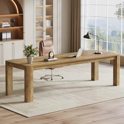 Tribesigns Two Person Desk, 79-Inch Long Desk for Home Office, Double Computer Table Large Writing Workstation for Office, Wood Color