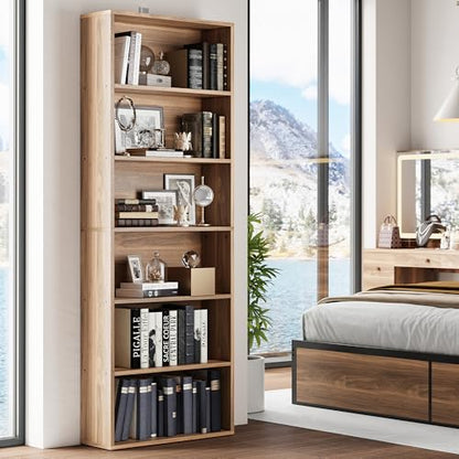 Bookshelves and Bookcases Floor Standing 6 Tiers Display Storage Shelves 70 in Tall Bookcase Home Decor Furniture for Home Office, Living Room, Bed Room