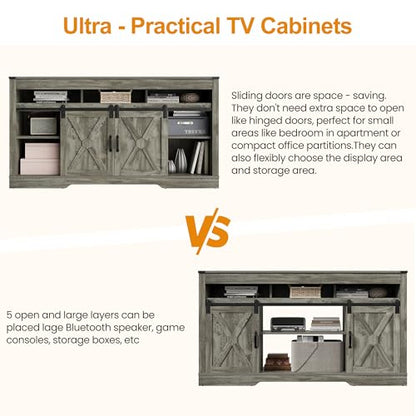 TV Stand for 65+ Inch TV, Farmhouse Entertainment Center, view 6