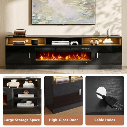 70" Fireplace TV Stand with Power Outlet for TVs UP to 80", view 4