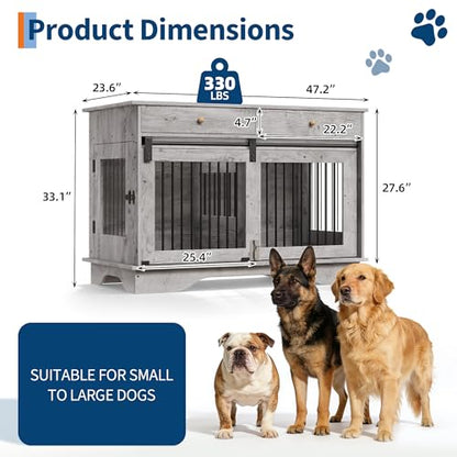 47" Dog Crate Furniture for 2 Dogs, view 3