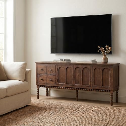 65" TV Entertainment Console, Buffet Cabinet, Cocoa Brown, view 2